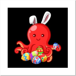 Octopus Dab Dabbing Dressed Bunny Egg Hunting Easter T-Shirt tee Posters and Art